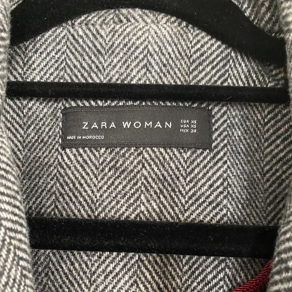Zara Women Gray Masculine Herringbone Coat XS - Picture 6 of 14